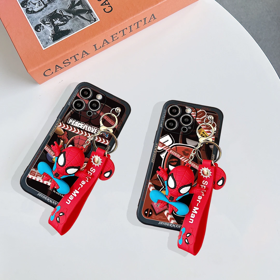 For Samsung Galaxy A04E A05 A05s A15 A25 A35 A55 Deadpool SpiderMan Case With Keychain - imagen 2