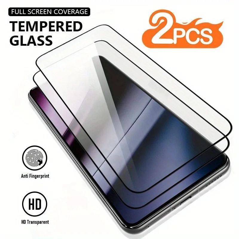 Paquete de 2 protectores de pantalla de vidrio templado HD de cobertura completa adecuados para Xiaomi POCO F7 Pro F6 Pro F5 F4 F3 F2 X7 Pro X6 X5 X4 X3 X2