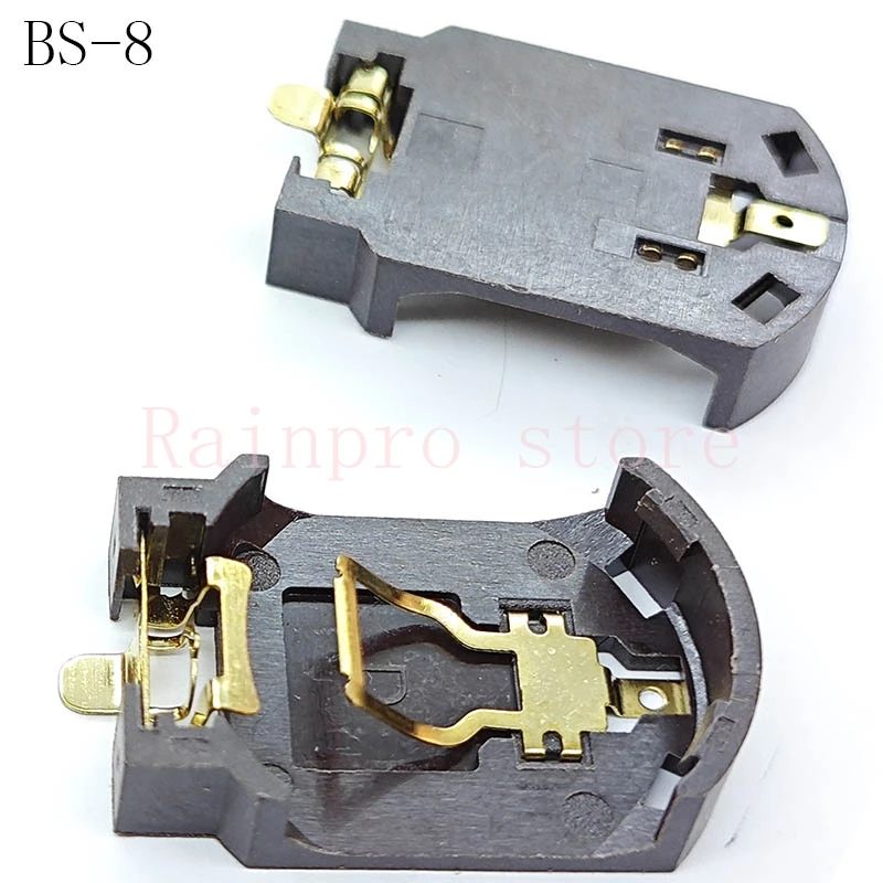 10 unids/lote BS-8 CR2032 CR2025 soporte de botón chapado en oro 2032 caja de batería caja de enchufe