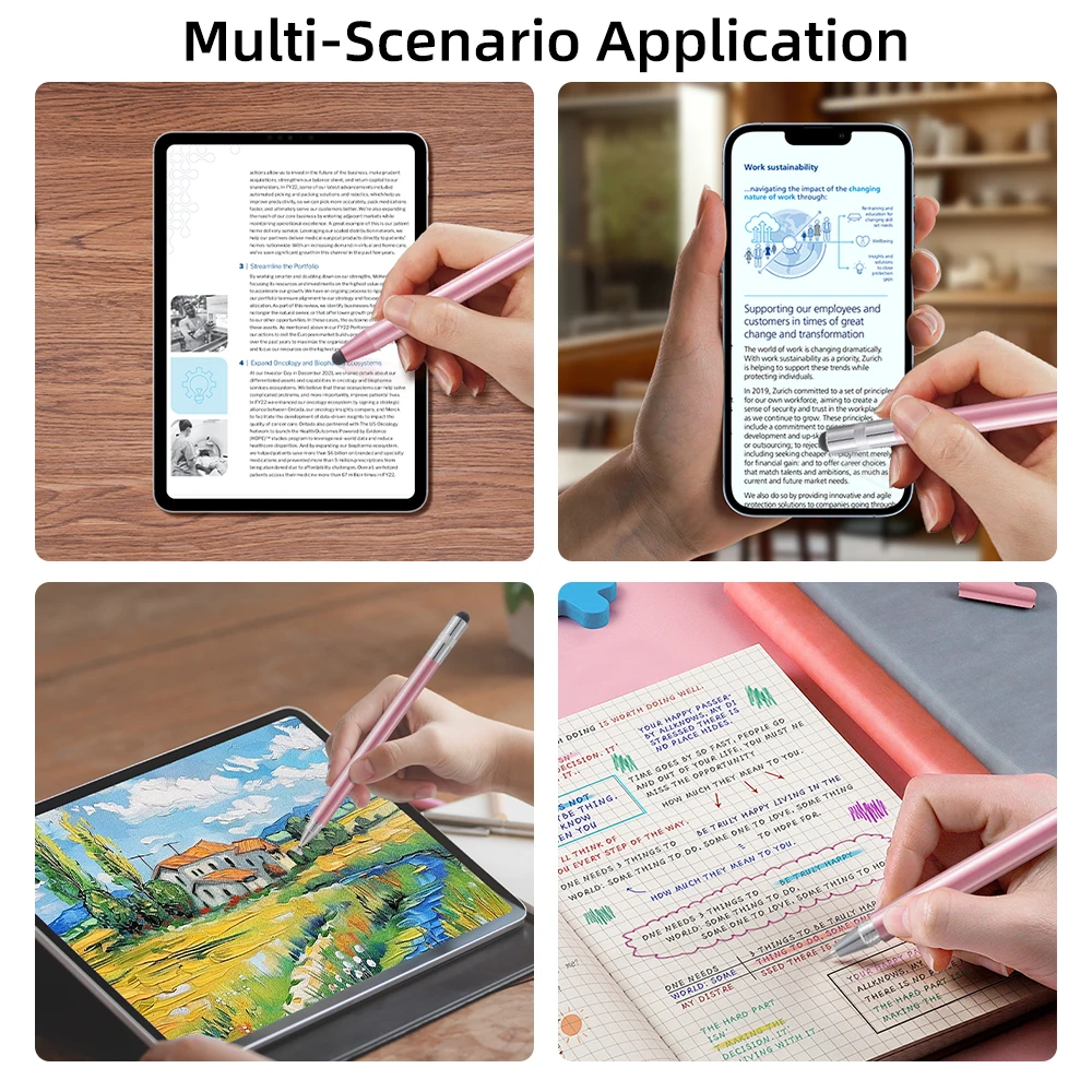 Bolígrafos ópticos universales 4 en 1, bolígrafo táctil de alta sensibilidad para tableta, lápiz Universal, lápiz capacitivo, doble cabezal de silicona - imagen 5