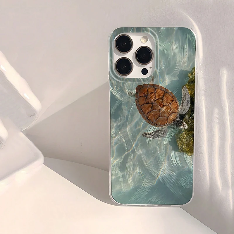 Funda protectora de teléfono con diseño de tortuga marina y playa para Xiaomi Poco F7 X7 X6 X5 X3 M6 Pro, funda trasera de silicona láser a prueba de golpes - imagen 4