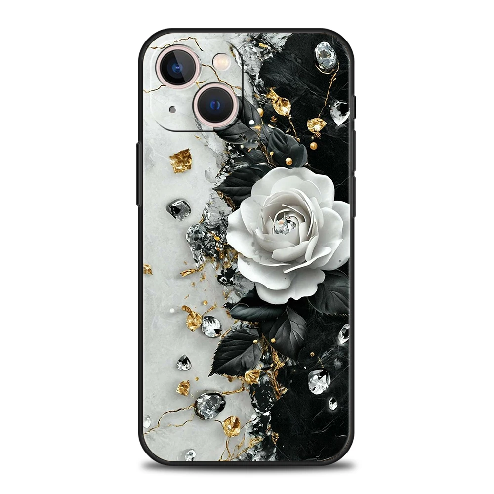 Funda de teléfono suave de TPU de lujo para iPhone 17 Air 16E 16 11 15 14 Pro MAX 12 13 7 8 Plus X XR XS SE 2022 cubierta de mármol de flores - imagen 4
