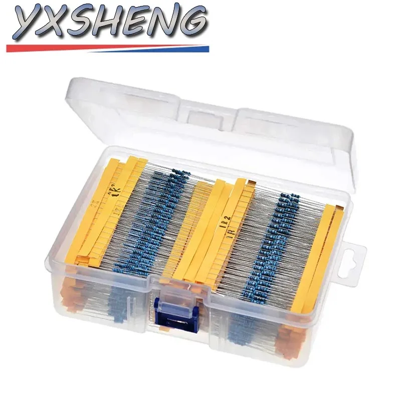 2600 unids/set 130 valores 1/4W 0,25 W 1% resistencias de película metálica paquete surtido Kit con caja lote resistencias surtido Kits
