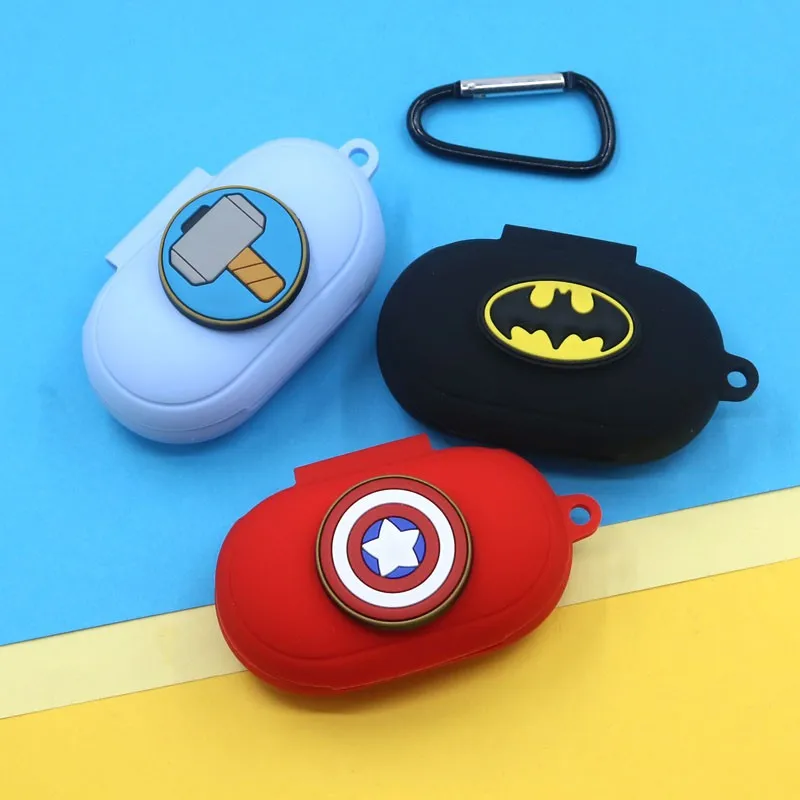 Funda protectora para auriculares para Samsung Galaxy Buds Plus / Buds Buds + Funda protectora suave de silicona con gancho de dibujos animados de Marvel