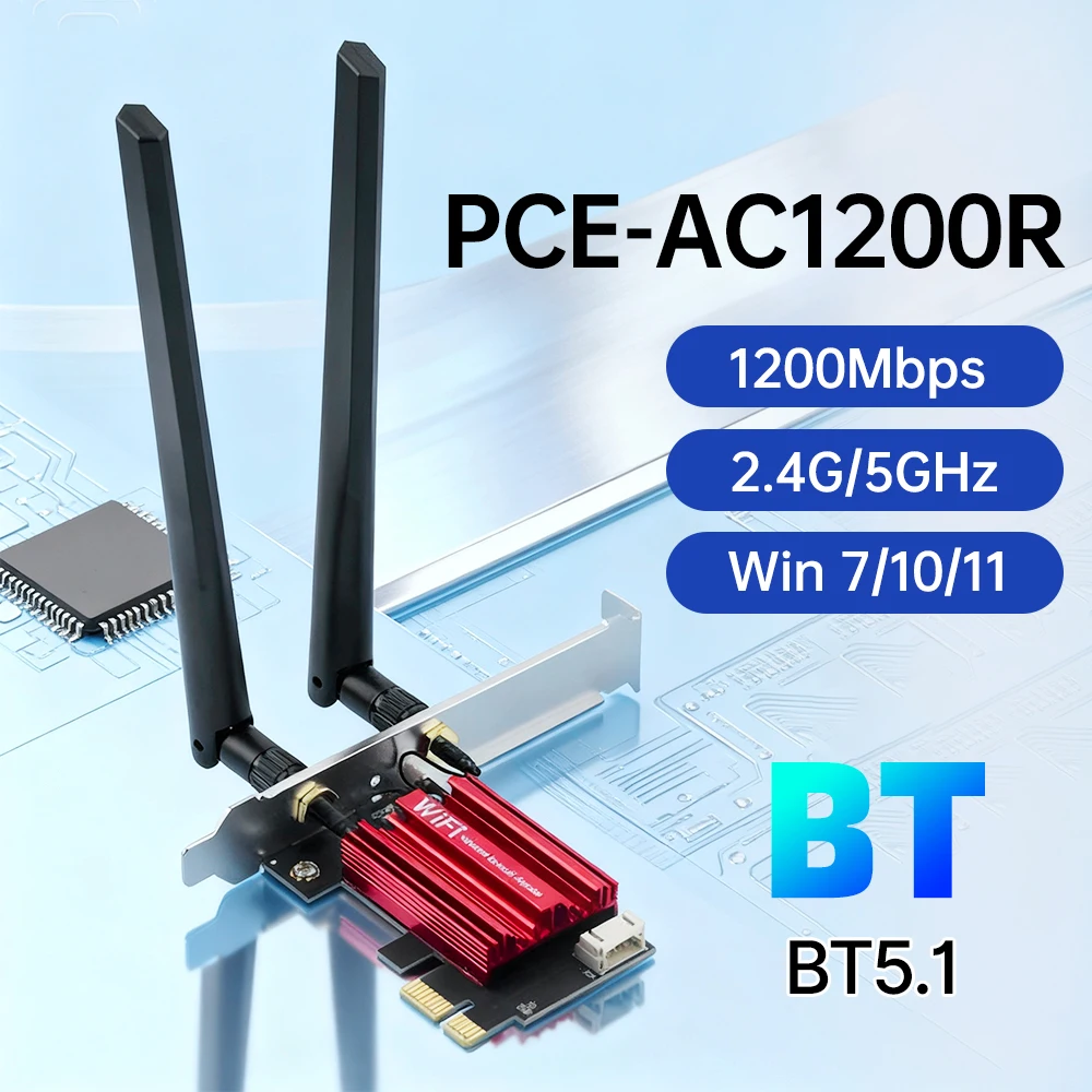 Tarjeta WiFi AC1200 RTL8822CE 1200M PCIe Bluetooth 5,1 banda Dual 2,4G 5GHz 867Mbps escritorio Windows 10 11 sin controlador
