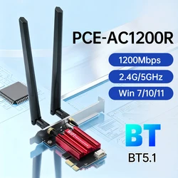 Tarjeta WiFi PCIe AC1200 de doble banda con Bluetooth 5.1