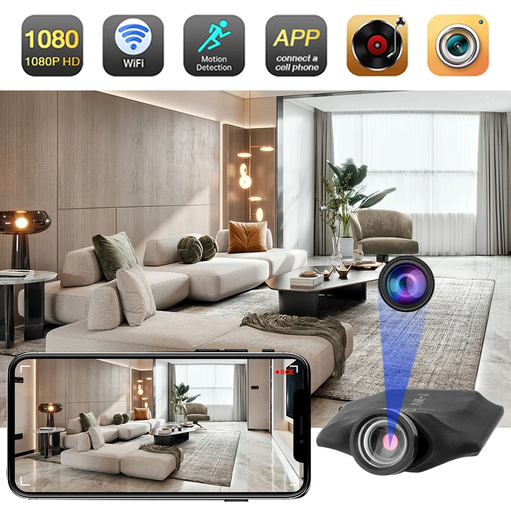 Mini cámara HD WiFi de 1080P, módulo DIY, monitoreo remoto, grabadora de vídeo, detección de movimiento, vigilancia de seguridad para el hogar, videocámara P2P