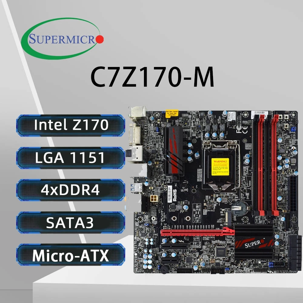 SUPERMICRO C7Z170-M placa base LGA 1151 compatible con i7 7700K 6700K i5-7600K 6500 i3-7350K 6300 CPU 4xDDR4 64GB HDMI mATX Intel Z170