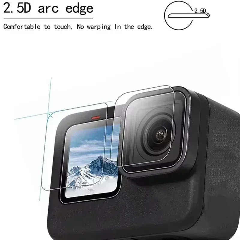 Protector de pantalla de vidrio templado para GoPro Hero 12 11 10 9, lente de cámara negra, película protectora antiarañazos, cristal de pantalla frontal trasera - imagen 2