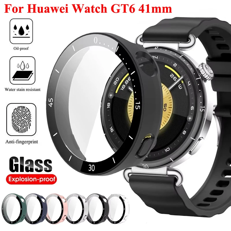 Película de vidrio templado + funda de PC para Huawei Watch GT6 41mm SmartWatch HD Protector de pantalla para Huawei Watch GT6 41mm Accesorios