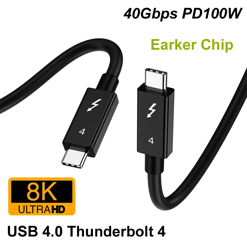 TYPE-C-Cable de datos Thunderbolt 4, transmisión de 40Gbps, 8K @ 60Hz, Ultra HD, PD, cargador de carga rápida de 100W, alta potencia