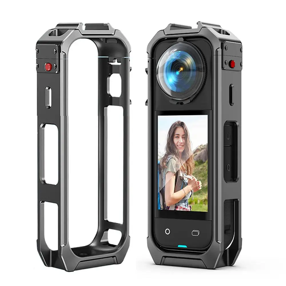 Insta360 X5 marco de utilidad jaula de Metal funda protectora de aluminio extensión zapato frío para Insta 360 X5 accesorios originales D3H7 - imagen 4
