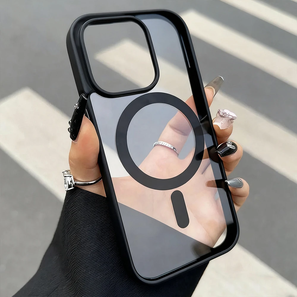 Funda de teléfono magnética de lujo para iPhone 17 Pro Max 16 13 11 15 14 12 17promax, Funda acrílica mate a prueba de golpes con cordón - imagen 4