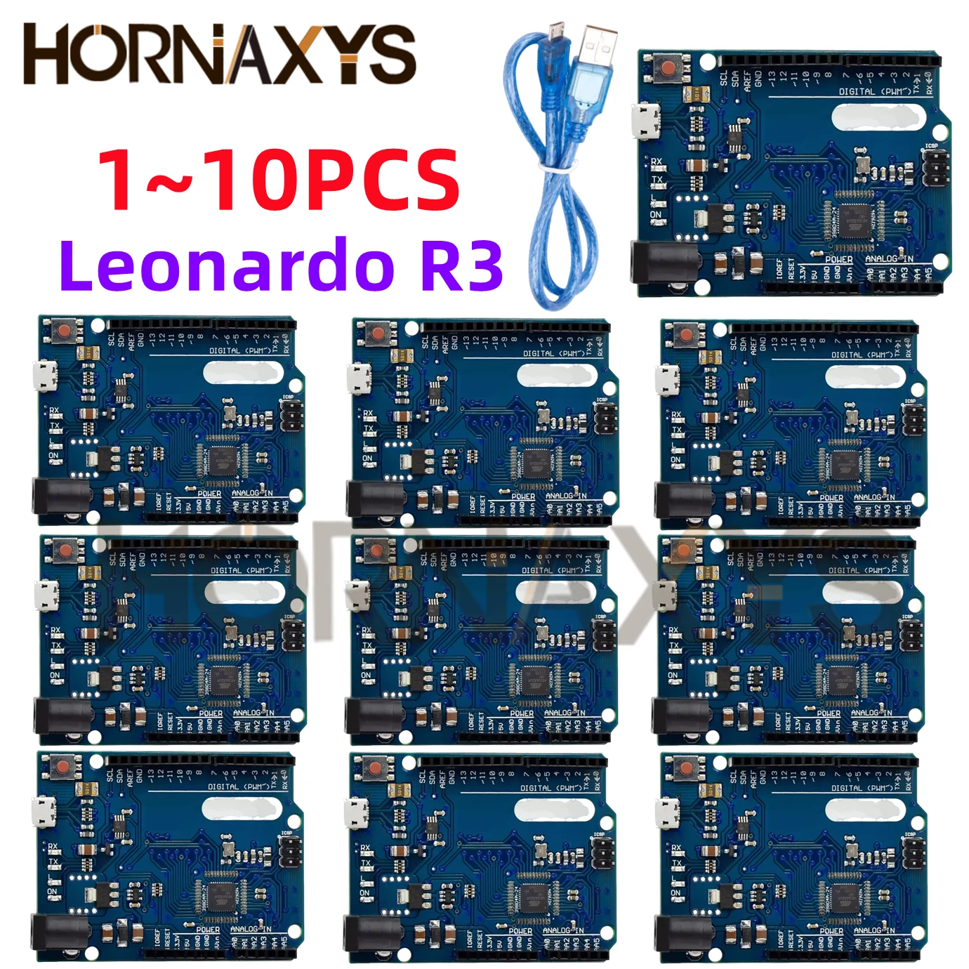 1-10 Uds./placa de desarrollo Leonardo R3 con Cable USB de 30cm ATMEGA32U4 para Arduino