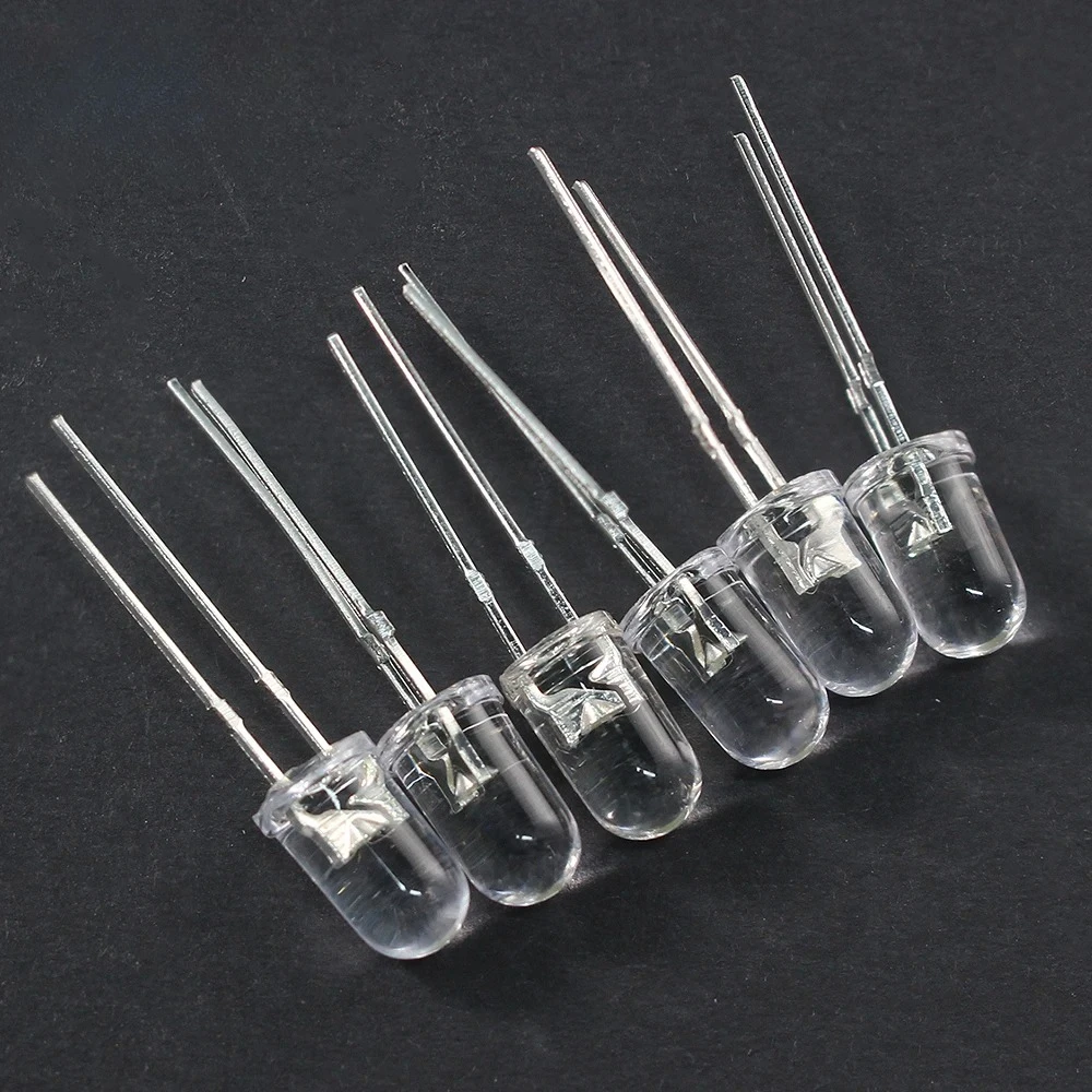 100 Uds 5MM diodo emisor de luz conjunto electrónico F5 diodos LED ultrabrillantes Kit surtido blanco verde rojo azul amarillo transparente - imagen 5