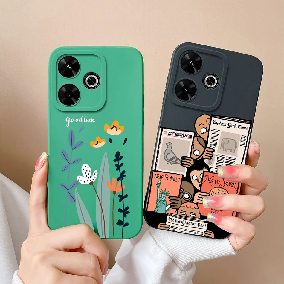 Funda de teléfono para Xiaomi Poco M6 Pro, Protector de cámara de silicona líquida, suave, a prueba de golpes - imagen 2