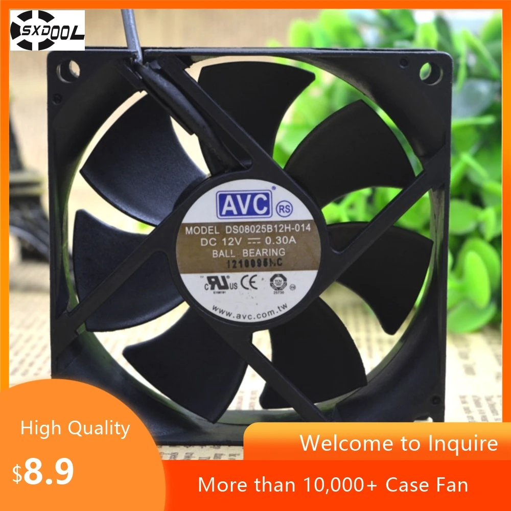Ventilador 8025 de 80mm para AVC DS08025B12H 80x80x25mm 12V 0.3A doble bola 3000RPM ventilador PWM de 4 pines para PC y servidores - imagen 3