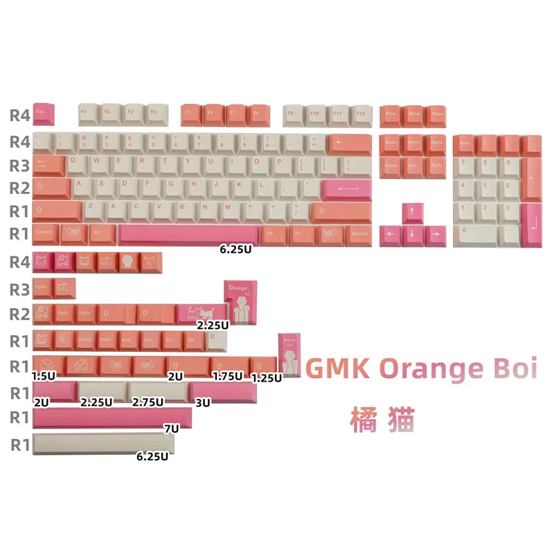 Teclas GMK Orange boi, 142 teclas PBT, teclas Cherry Profile DYE-SUB, teclas GMK personalizadas para teclado mecánico