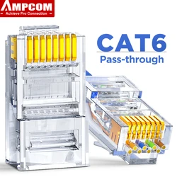 Conector RJ45 Cat6 UTP Chapado Oro Enchufe Modular Ethernet AMPCOM