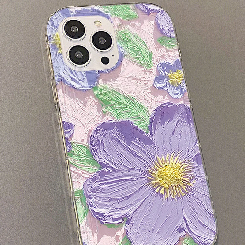 Funda de teléfono suave de TPU con flores para iPhone 11, Funda para iPhone 13, 14, 15 Pro Max 12 XR 7 8 Plus Xs SE 6s 13pro 15pro, cubiertas transparentes - imagen 3