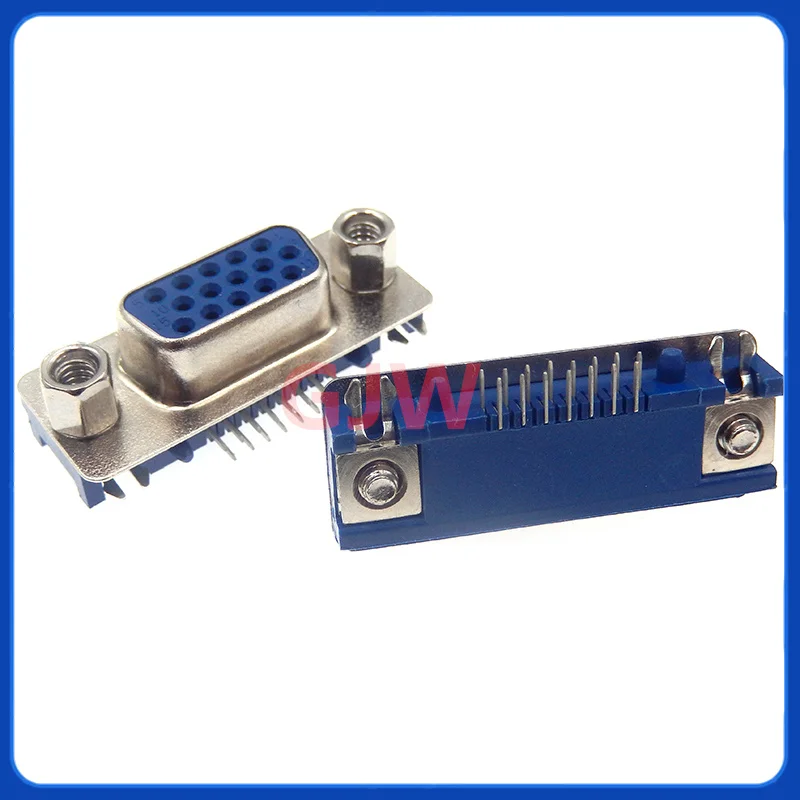 1 Uds DB15 DR15 conector de montaje PCB hembra ángulo recto d-sub 3 filas conectores de puerto paralelo azul 15 pines 15 pines adaptador de enchufe VGA - imagen 4