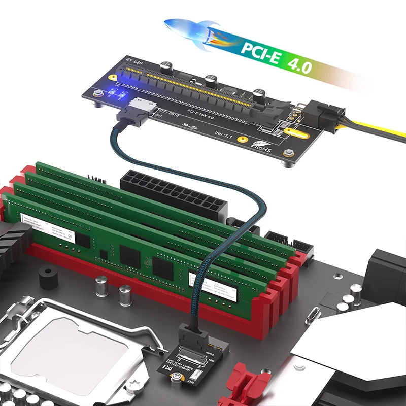 M.2 NVME M-Key 2230 a PCIE4.0 X16 Riser fuente de alimentación de 6 pines con Cable de extensión Oculink SFF-8612/8611 para tarjeta gráfica externa - imagen 5