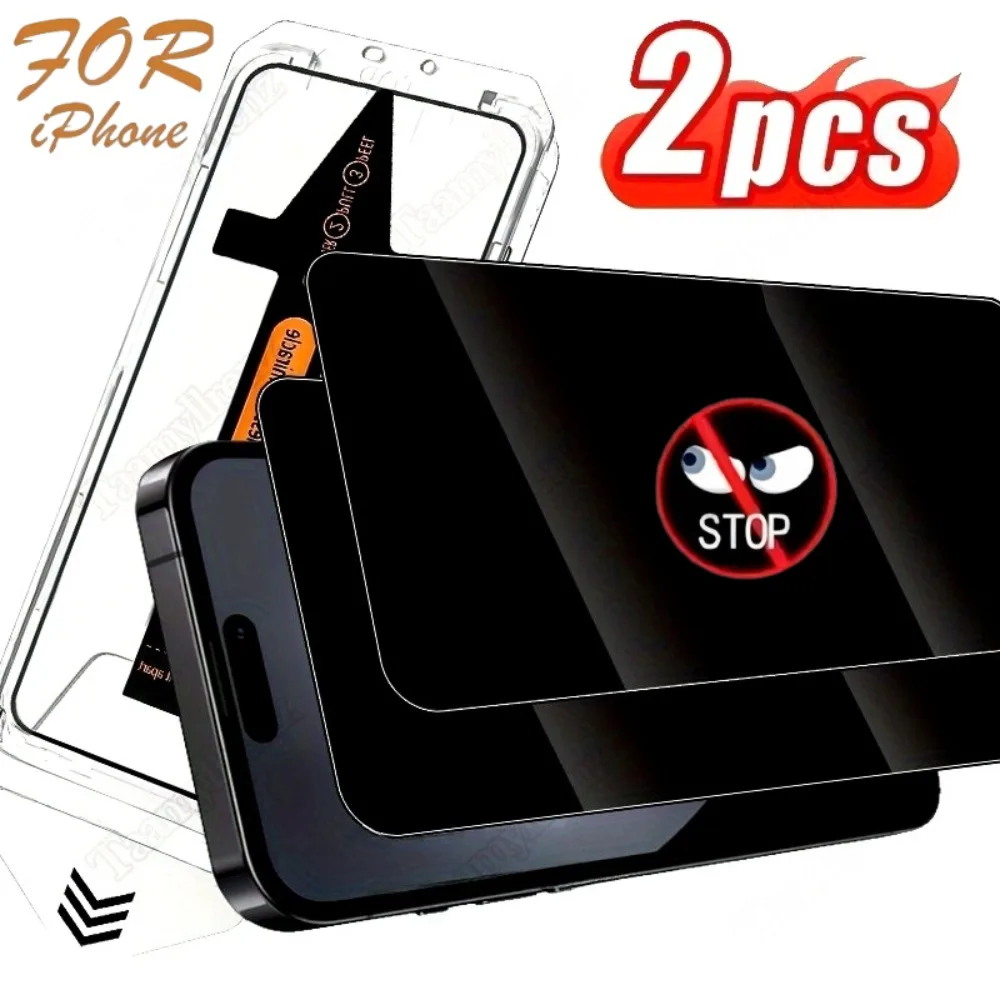 Protector de pantalla antiespía para iPhone 17 16 15 14 Pro Max 17 Air 16e 13 12 11 Pro 15 14 Plus XS XR, vidrio de fácil instalación, 2 uds.