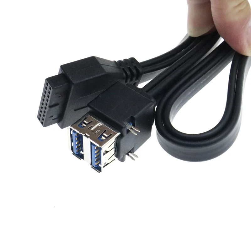 Cable de Panel frontal USB 3,0 de 0,3 m, Cable de datos hembra USB de 19 pines y 20 pines a doble capa de 2 puertos con pines para chasis DIY - imagen 5