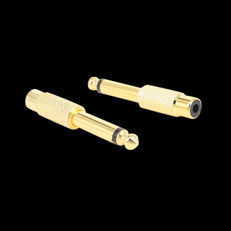 Adaptador de Audio estéreo con conector macho y hembra, mezclador de sonido, convertidor TS, 1 piezas, oro, 6,5mm, 6,5mm - imagen 2