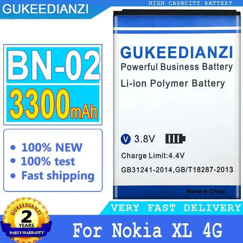 Batería de teléfono móvil de 3300mAh BN-02 de alta capacidad para Nokia XL 4G RM-1061 RM 1061 RM-1030 RM-1042 BN 02