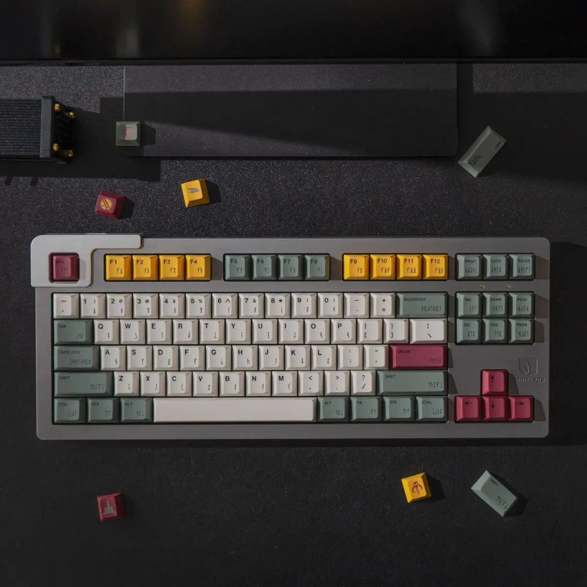 Bounty hunters-Teclas de Mandalorians para teclado mecánico PBT, 5 colores laterales, Sub Cherry altura, verde, blanco, GK61, Anne Pro 2, PC de juego - imagen 4