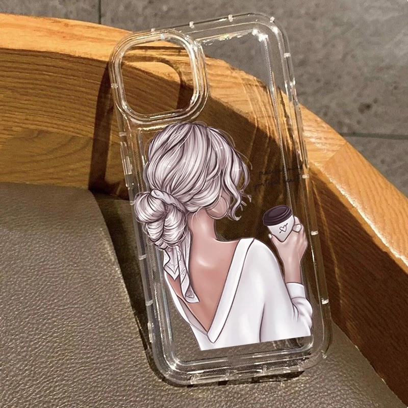 Funda de teléfono con diseño de niña pequeña y mujer, funda suave de moda para Samsung Galaxy S25 S24 S23 FE S22 Ultra Plus A35 A55 A54 A53 A52 - imagen 4