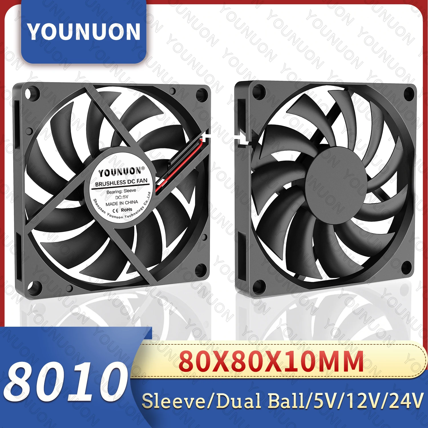 YOUNUON Ventilador 80x80x10mm USB 5V Sin Escobillas PC