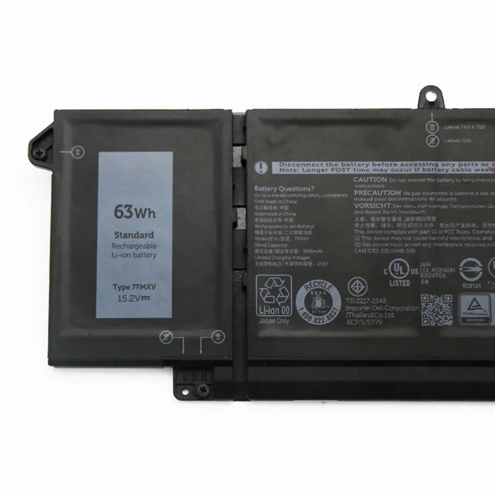 Nueva batería Original y genuino para ordenador portátil 7FMXV 15,2 V 63Wh para Dell Latitude 5320 7320 7420 7520 TN2GY 9JM71 4M1JN - imagen 2