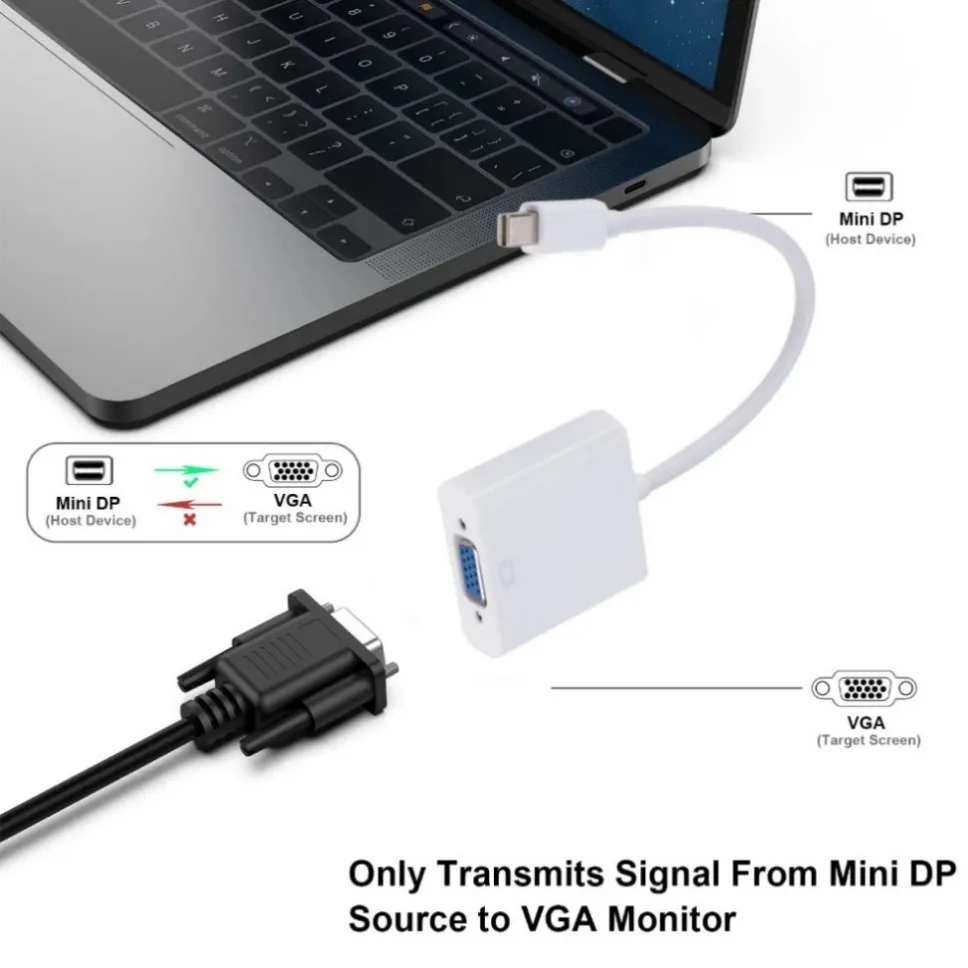 Cable convertidor Mini DP a VGA 1080P Thunderbolt Mini DisplayPort macho a VGA hembra, adaptador para Apple, portátil, PC, proyector, HDTV - imagen 3