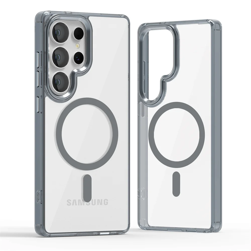 Funda de teléfono translúcida de lujo para Samsung S25 S24 Plus S22 S23 Ultra FE A55 A35 A16 A15 5G, funda de carga inalámbrica