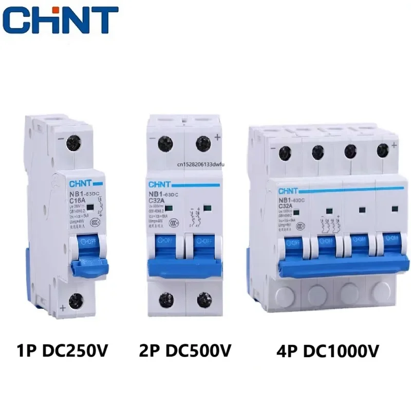 CHINT DC disyuntor NB1-63DC 1P 2P 4P DC500V 6KA C1A 2A 3A 4A 5A 6A 10A 16A 20A 25A 32A 40A 50A 63A Mini disyuntor de CC - imagen 2
