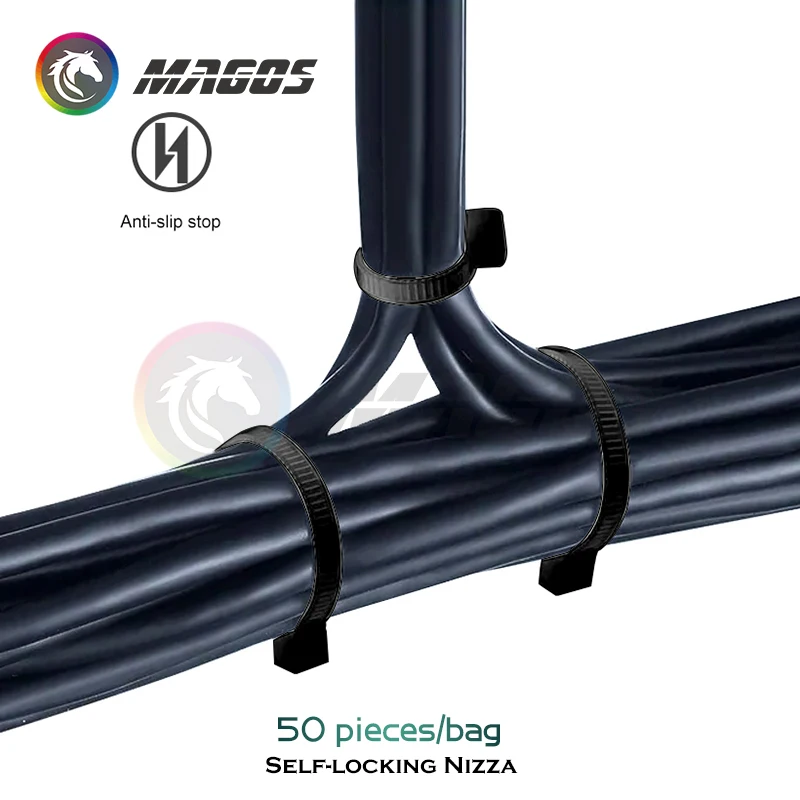 Kit de bridas para cables de ordenador de escritorio, gestión de cables de nailon, plástico autoblocante, 50 Uds., anillo de sujeción de 3x150mm, componentes para PC - imagen 4