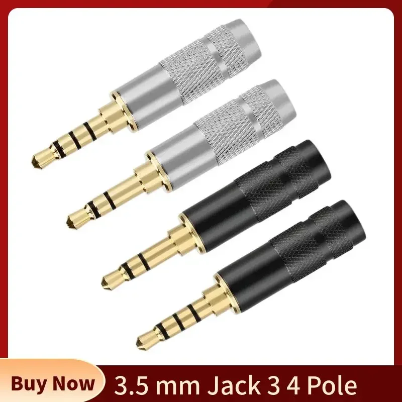DIY 3,5mm Jack Audio enchufe 3 4 polos conector de auriculares para soldar auriculares Hifi Cable de actualización 3,5 Conector chapado en oro - imagen 2