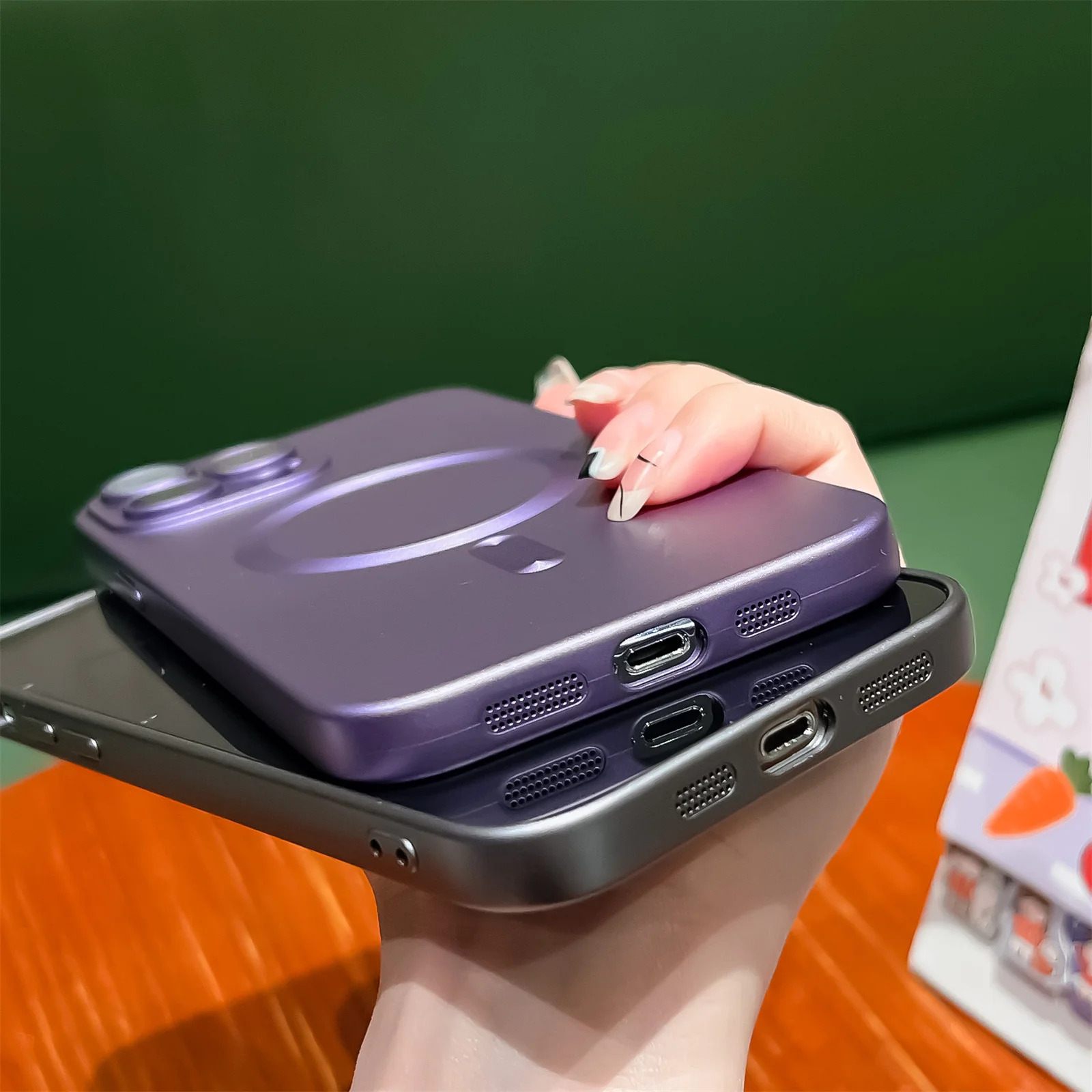 Funda mate de lujo para iPhone, carcasa trasera magnética con parachoques de carga inalámbrica para iPhone 15, 14, 13, 12, 11, 15 Pro Max Plus - imagen 5