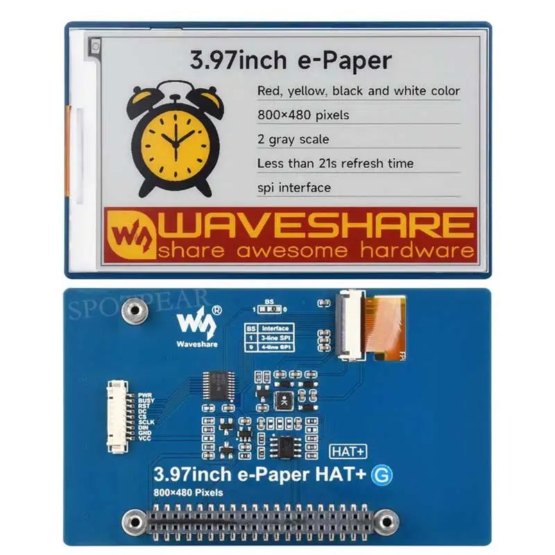 Enlace de papel electrónico (G) de 3,97 pulgadas, rojo, amarillo, negro, blanco de cuatro colores 800x480 para Raspberry Pi/Arduino / Jetson / STM32 /ESP32 - imagen 4