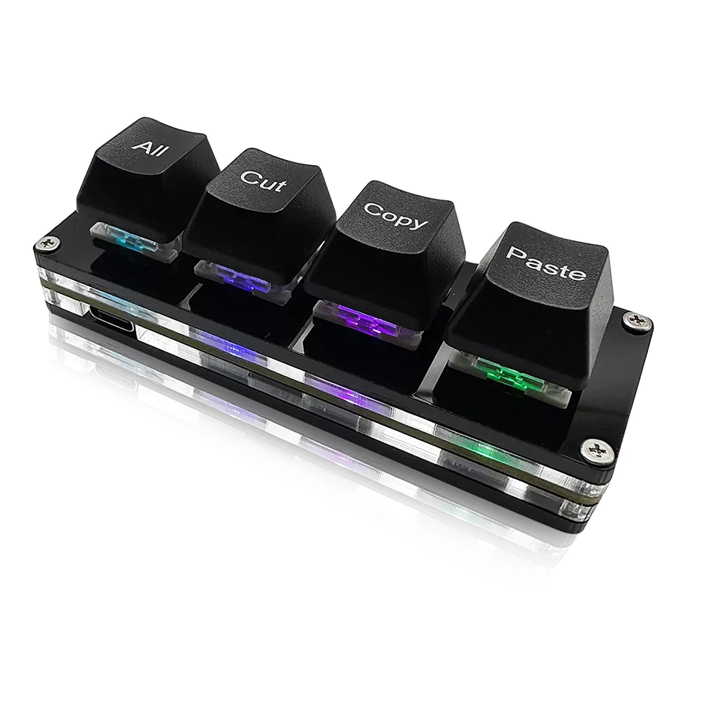 Mini 4 teclas seleccionadas todo corte copiar pasta Macro Pad Ctrl A X C V atajo teclado de una mano RGB teclado mecánico para juegos tecla OSU