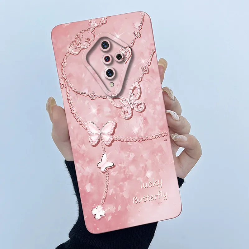 Para Vivo S1 Pro funda de teléfono Vivo 1920 funda de moda simplicidad flor carcasa de silicona líquida para Vivo V17 Rusia X50 Lite Fundas - imagen 4