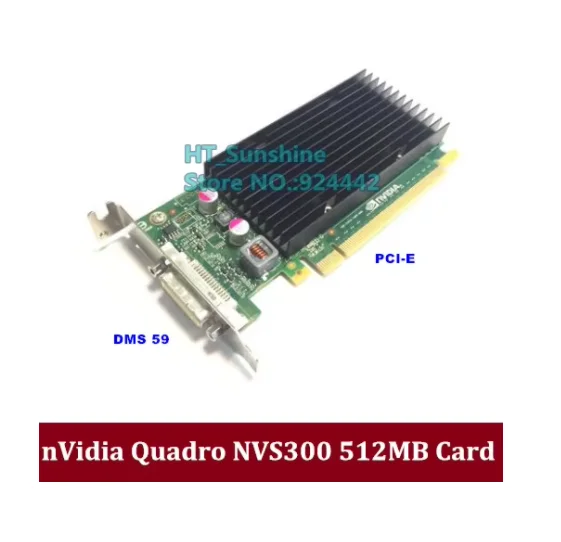 Soporte de perfil inferior de alta calidad Quadro NVIDIA NVS300 512M DDR3 PCIE tarjeta de vídeo gráfica con Cable DMS59