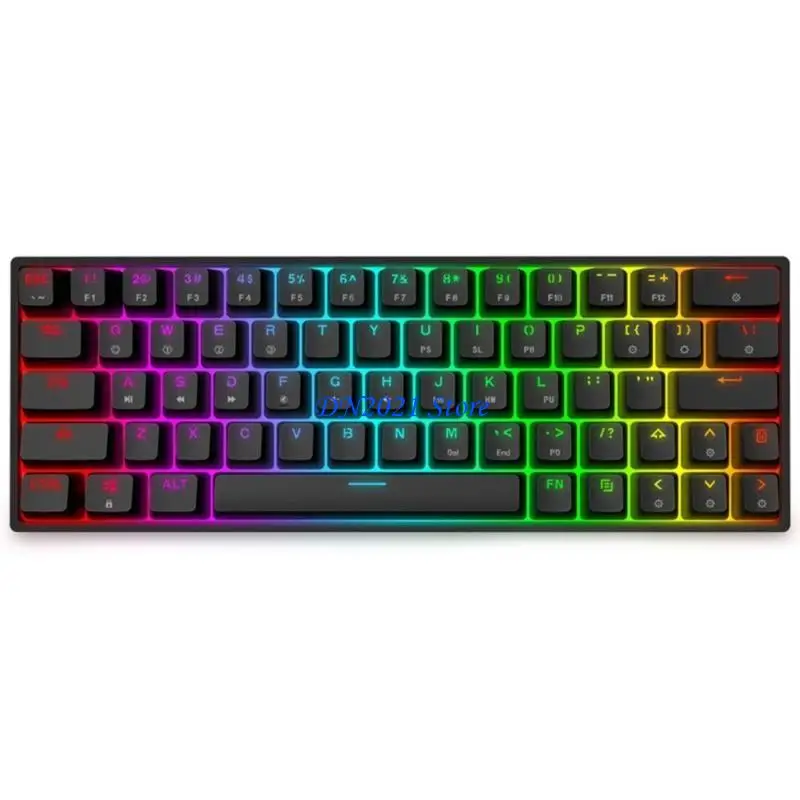 Teclado mecánico con cableado retroiluminado LED F3ke RGB, teclado juego impermeable compacto portátil 64 Capas teclas