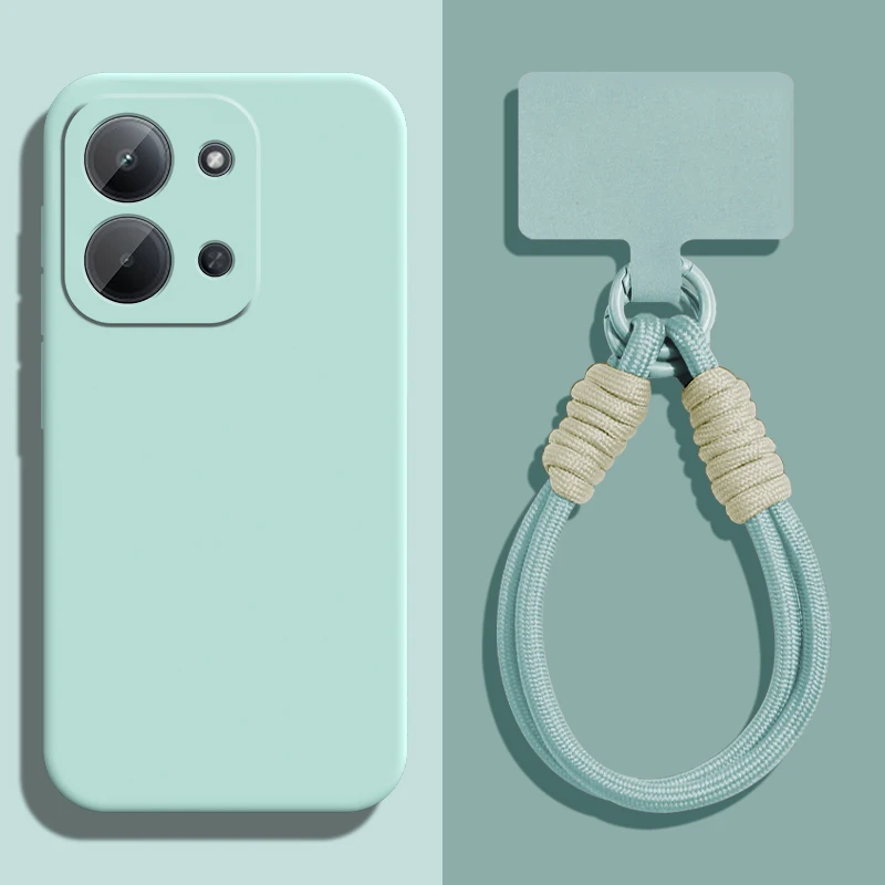 Funda con correa para muñeca con cordón de silicona líquida para Xiaomi Redmi 15C 15 4G 5G, cubierta protectora para lente de cámara - imagen 4