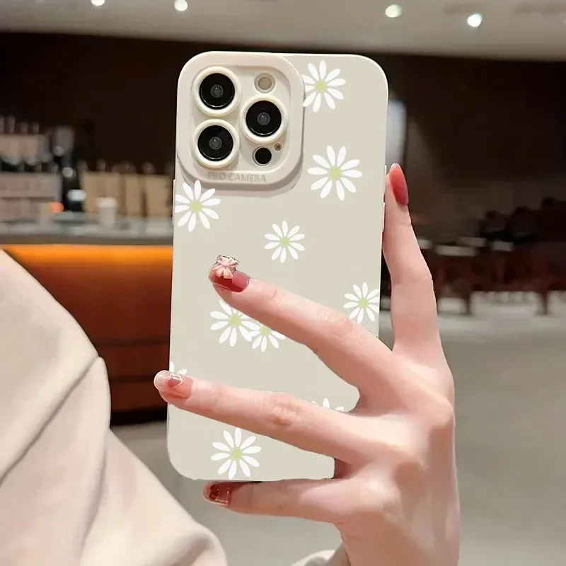 Funda gráfica de flores silvestres y pequeños puntos blancos para iPhone 15 Pro Max, funda de parachoques suave para iPhone 14 13 12 11 - imagen 2