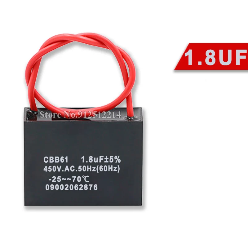1 Uds 450V CBB61 condensador de arranque 0,8 1,0 1,5 1,8 2,0 2,5 3 4 5 6 7 8 10 12 15 18 20UF ventilador de escape de techo condensador de funcionamiento CBB - imagen 5