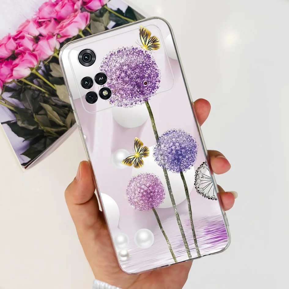 Para Xiaomi Poco X4 Pro 5G funda elegante con pintura de flores para Xiaomi Poco M4 Pro 5G funda de teléfono PocoM4 Pro funda de silicona suave - imagen 2