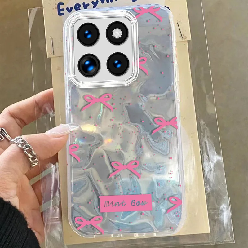 Funda de lunares con lazo a la moda para Honor X8B X7A X7 X7B X6B 4G X6A Retro amor corazón ondulado flor brillante fundas de teléfono de dibujos animados - imagen 2